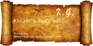 Kirják Győző névjegykártya